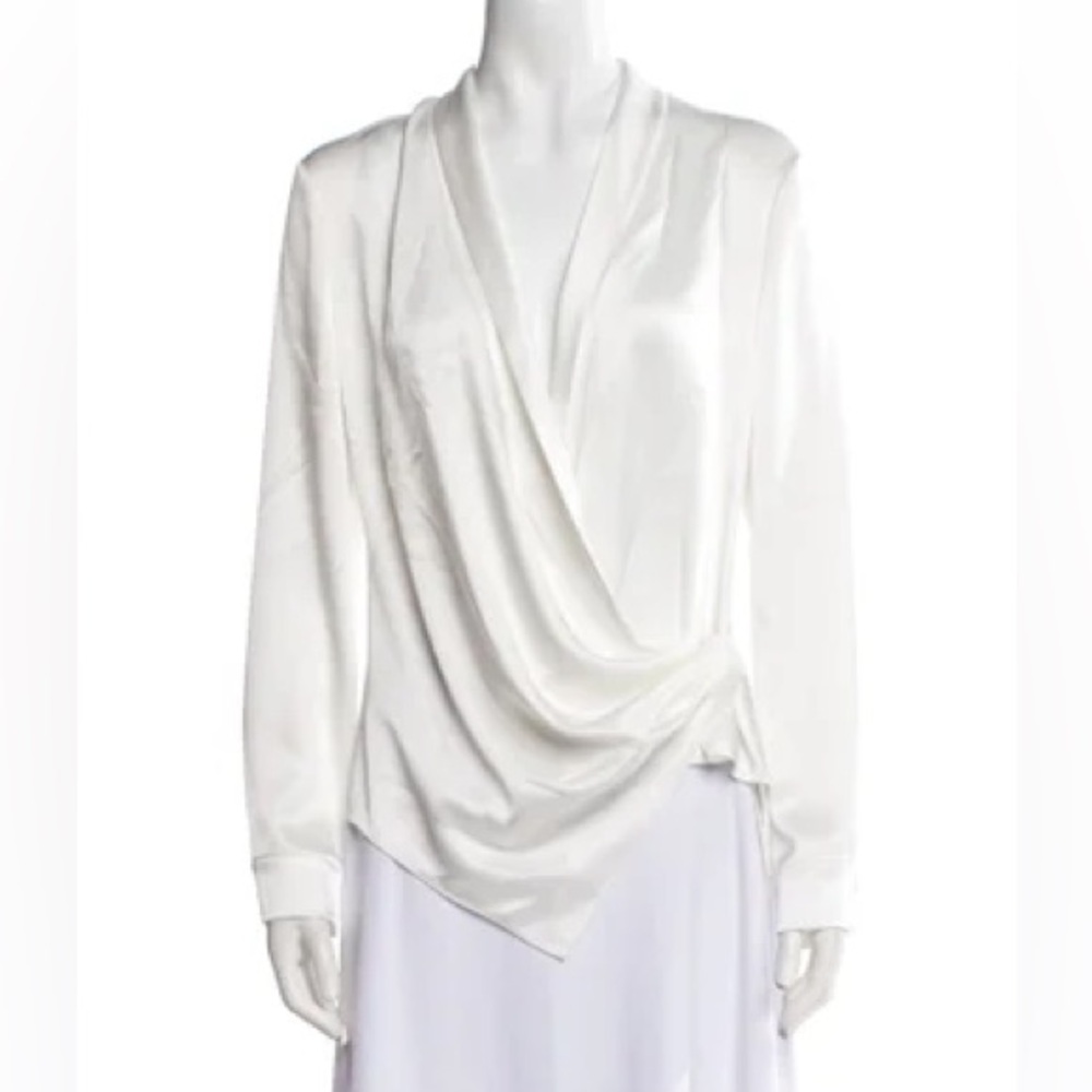 Alice + Olivia White Drape Blouse size‎ 2